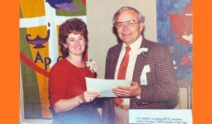 Lib Caldwell presenting Educator of the Year award
